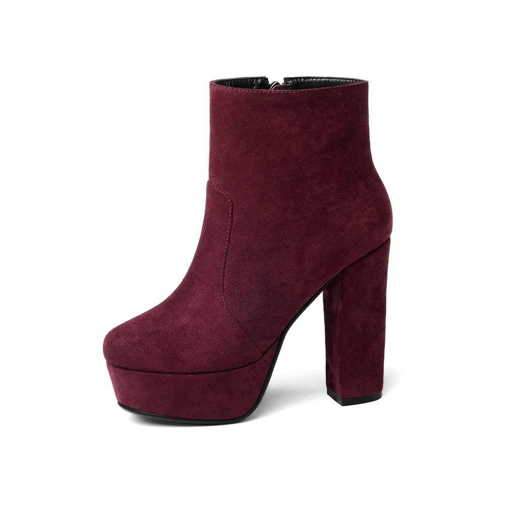 MORAZORA 2021 new top quality faux suede boots women high heels platform ankle boots for women zipper autumn winter shoes female