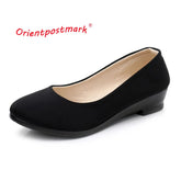 Women Ballet Bow Shoes Black Women Wedges Shoes For Office Work Boat Shoes Cloth Sweet Loafers Women&