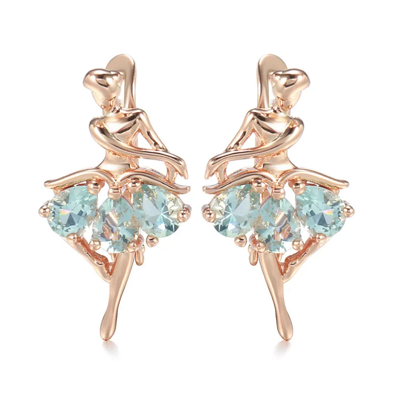 Real Rose Gold Emstone Earrings for Women Wedding Engagement Jewelry Gorgeous Luxury Gift for Girls 14k Solid Gold Earrings