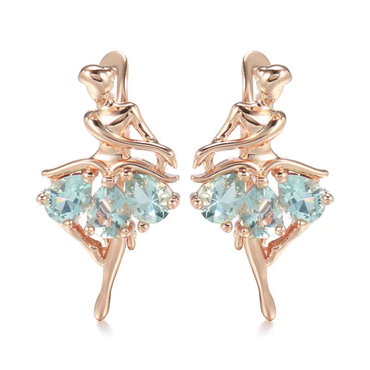 Real Rose Gold Emstone Earrings for Women Wedding Engagement Jewelry Gorgeous Luxury Gift for Girls 14k Solid Gold Earrings