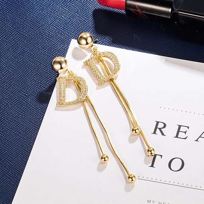 18K Gold Real Gold Earrings Fine Jewelry for Women High Quality Woman Fashion Earrings Retro Long Tassel Hollow DD Pop Earrings