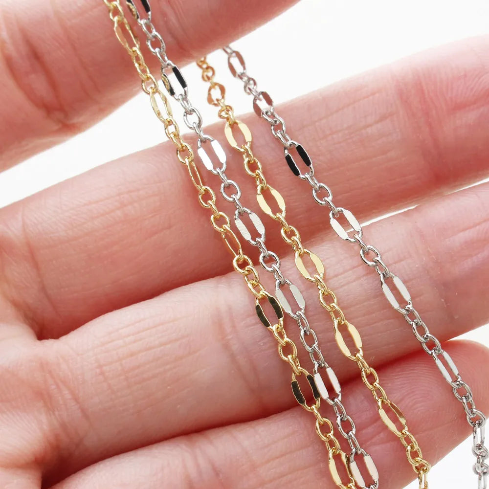 39inch 18K Gold Plated Necklace Chain DIY Jewelry Findings Supplies Handmade Components Brass accessories Beauty hair & fashionfj