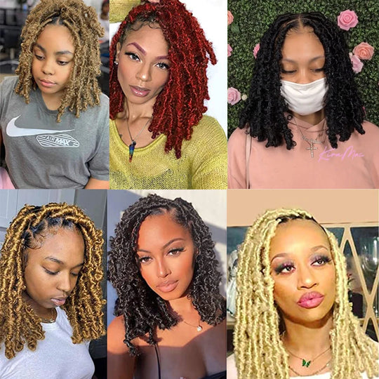 DONGHOU 12 Inch Butterfly Locks Crochet Hair Extensions Distressed Butterfly Locs Meches Locks Butterfly Soft Locs Crochet Hair