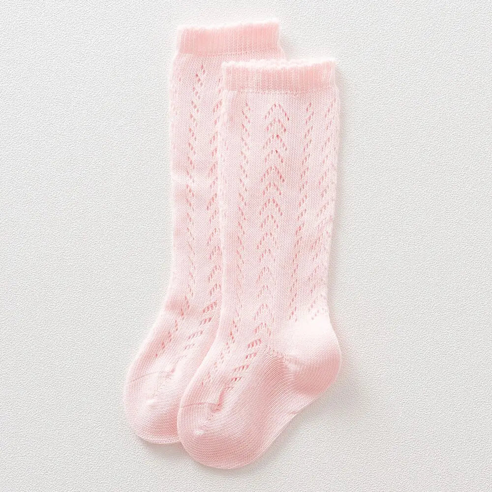 Children Socks For Girls Knitted Cotton Long Tube Socks Knee High Toddler Princess Socks Baby Summer Hollow Out Infant Socks