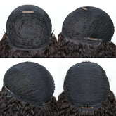 Short Bob Curly Human Hair Wigs Ombre Brazilian Remy Hair WIgs With Bangs Full Machine Made 180% Density Wigs For Black Women Beauty hair & fashionfj