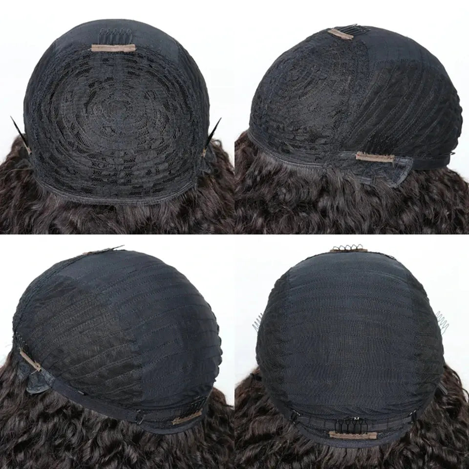 Short Bob Curly Human Hair Wigs Ombre Brazilian Remy Hair WIgs With Bangs Full Machine Made 180% Density Wigs For Black Women Beauty hair & fashionfj