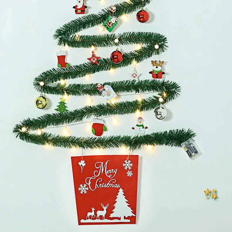 Christmas creative wall tree with lights DIY Christmas ornaments treeGlowing christmas tree christmas ornaments  happy tree