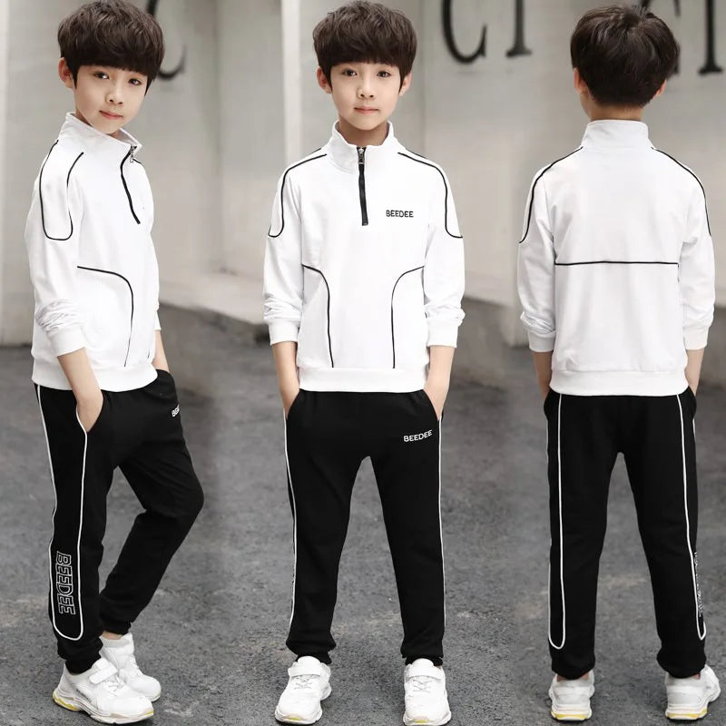 Spring Autumn Teenager Boys Clothing Sets Child Fashion Letter Sweatshirt + Pants 2Pcs Kids Tracksuit 4 5 6 7 8 9 10 11 12 Years Beauty hair & fashionfj