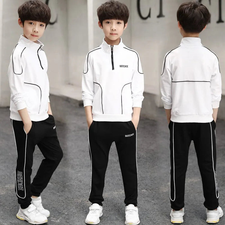 Spring Autumn Teenager Boys Clothing Sets Child Fashion Letter Sweatshirt + Pants 2Pcs Kids Tracksuit 4 5 6 7 8 9 10 11 12 Years Beauty hair & fashionfj