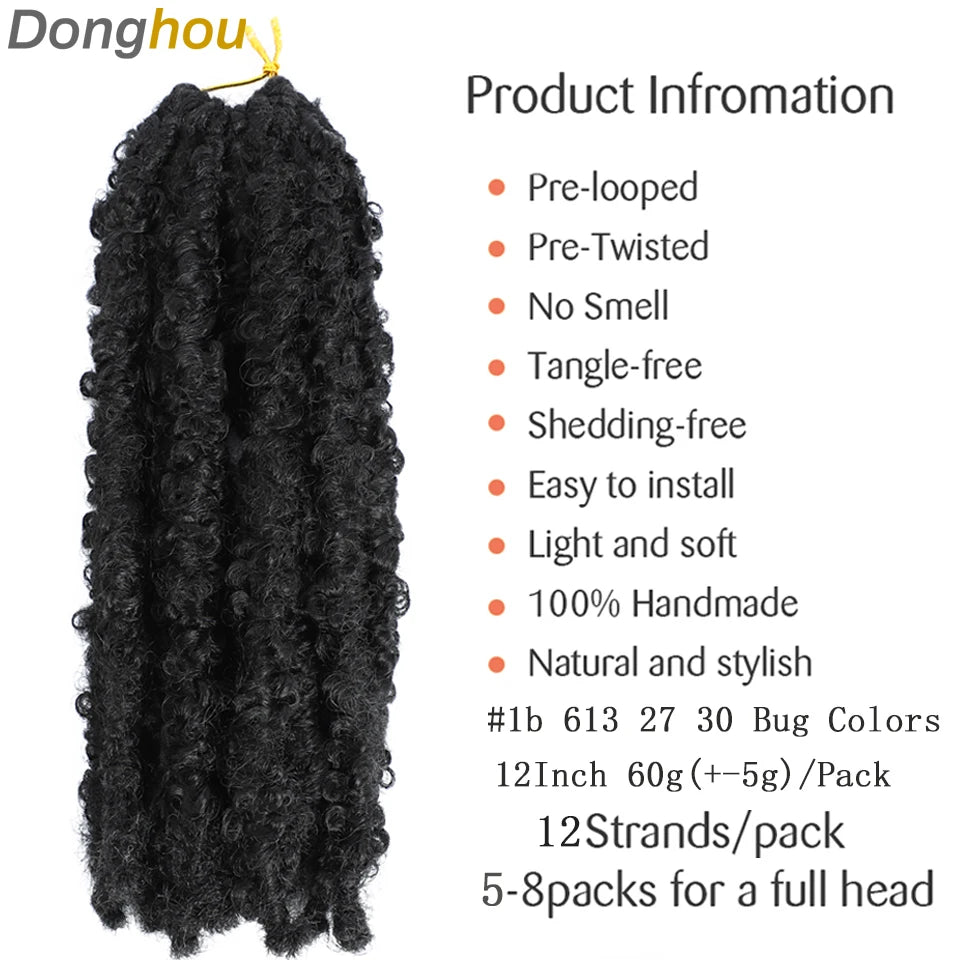 DONGHOU 12 Inch Butterfly Locks Crochet Hair Extensions Distressed Butterfly Locs Meches Locks Butterfly Soft Locs Crochet Hair
