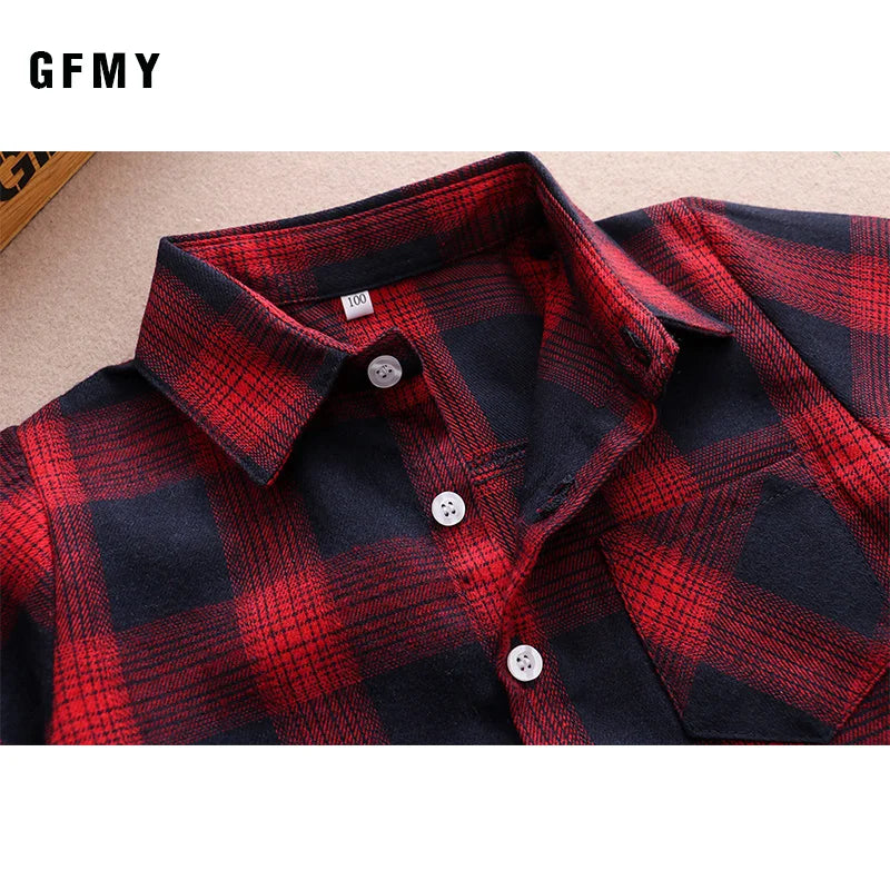 GFMY Boys shirts for Girls British Plaid child Shirts kids school Blouse red tops clothes Kids Children plaid 2-12 years Beauty hair & fashionfj
