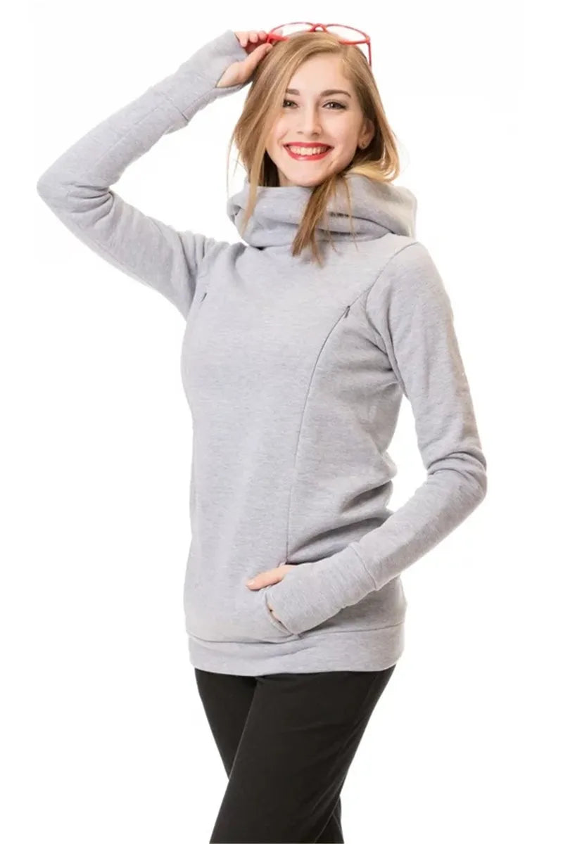 Maternity Nursing Sweatshirt Women Maternity Long Sleeve Hooded Breastfeeding Hoodies Pregnant Women Long Sleeve Hooded Sweater Beauty hair & fashionfj