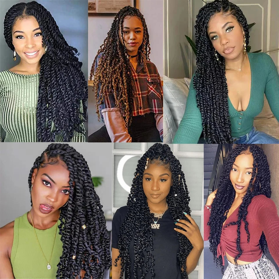 Passion Twist Hair 18 Inch Water Wave Long Curly Braiding Hair Synthetic Spring Twist Crochet Braids Extensions for Black Women