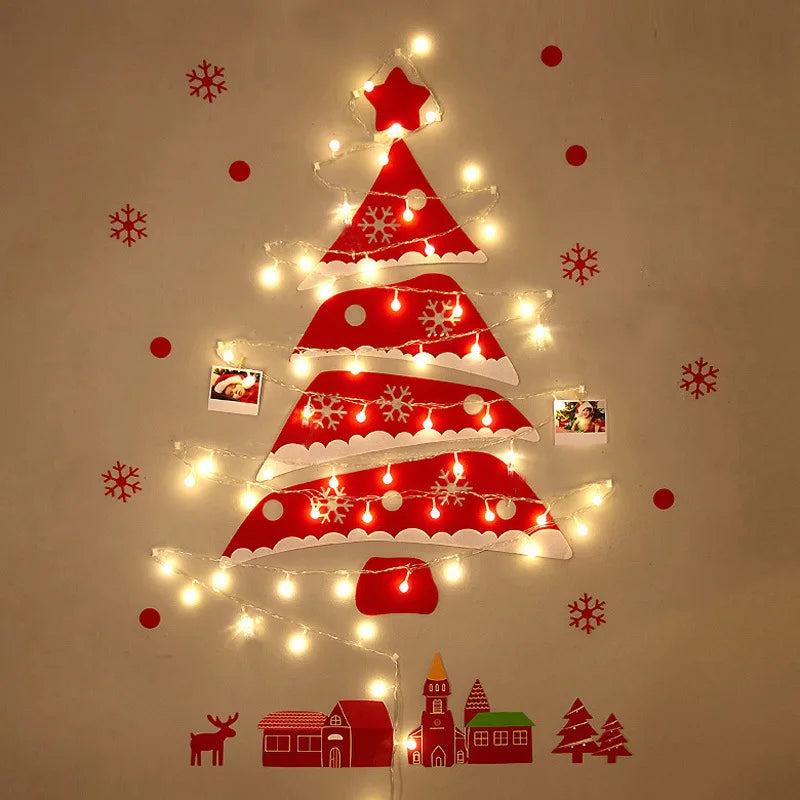 Christmas creative wall tree with lights DIY Christmas ornaments treeGlowing christmas tree christmas ornaments  happy tree