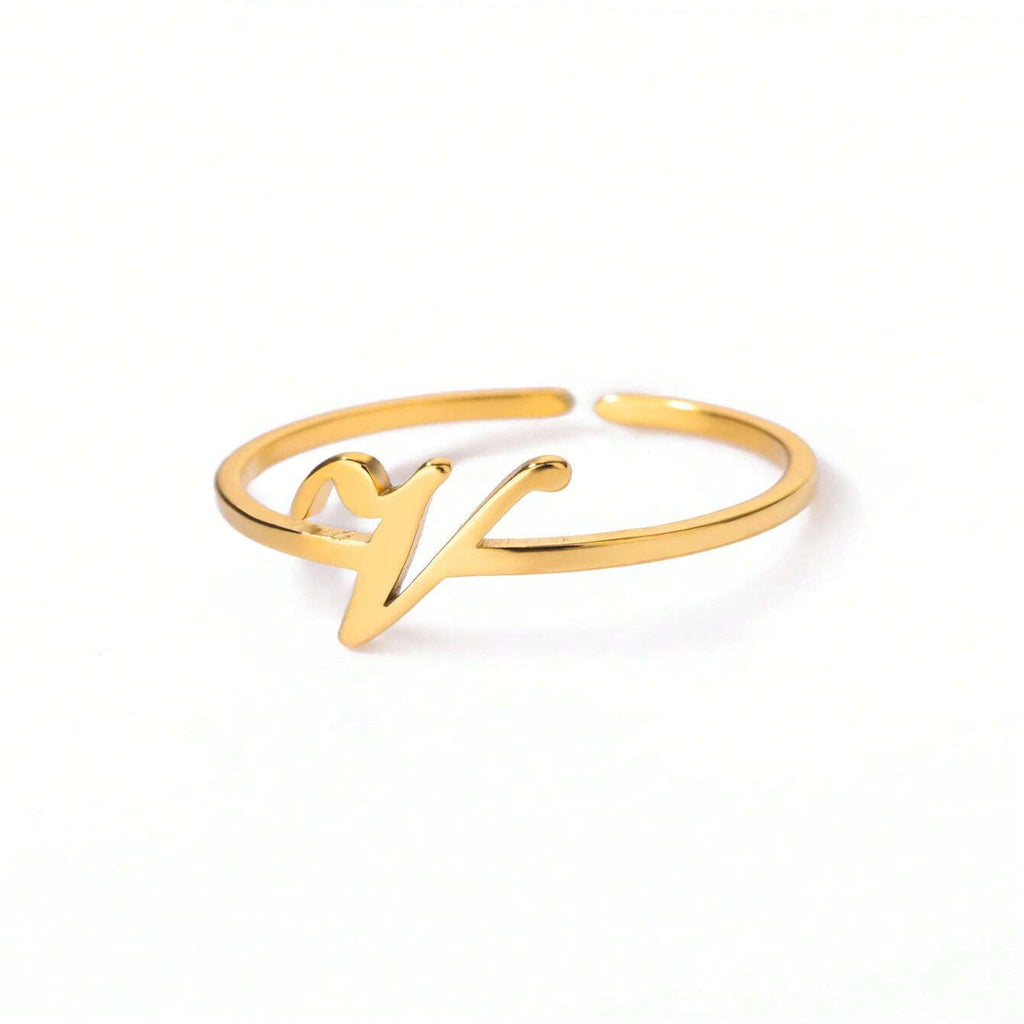 Letter Gold Adjustable Ring For Women Beauty hair & fashionfj