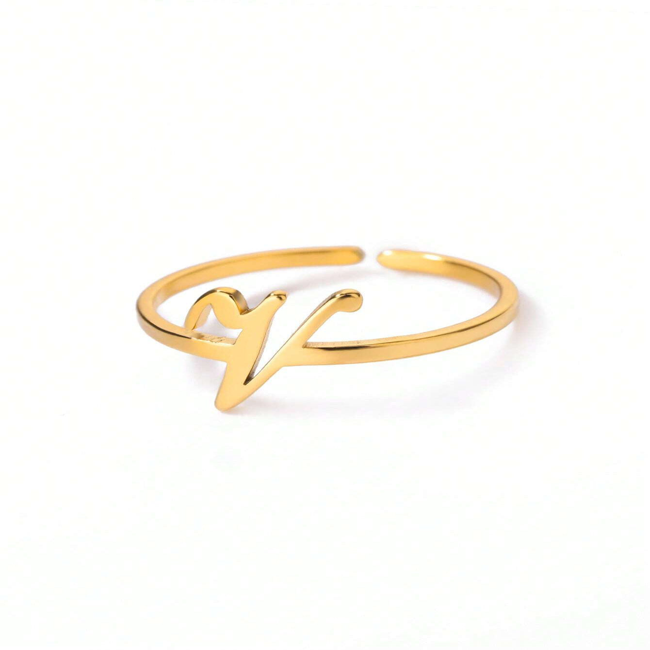 Letter Gold Adjustable Ring For Women Beauty hair & fashionfj