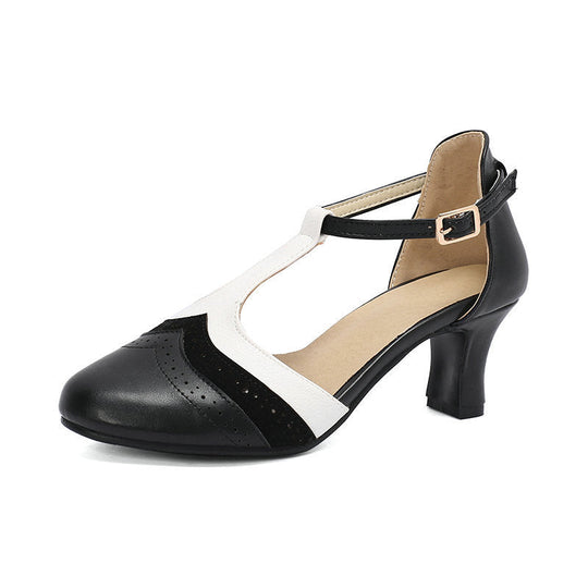 Women's Retro Closed Toe British Style Chunky Heel Sandals Beauty hair & fashionfj
