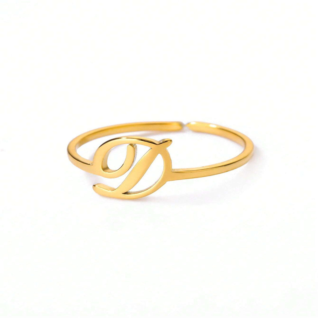 Letter Gold Adjustable Ring For Women Beauty hair & fashionfj