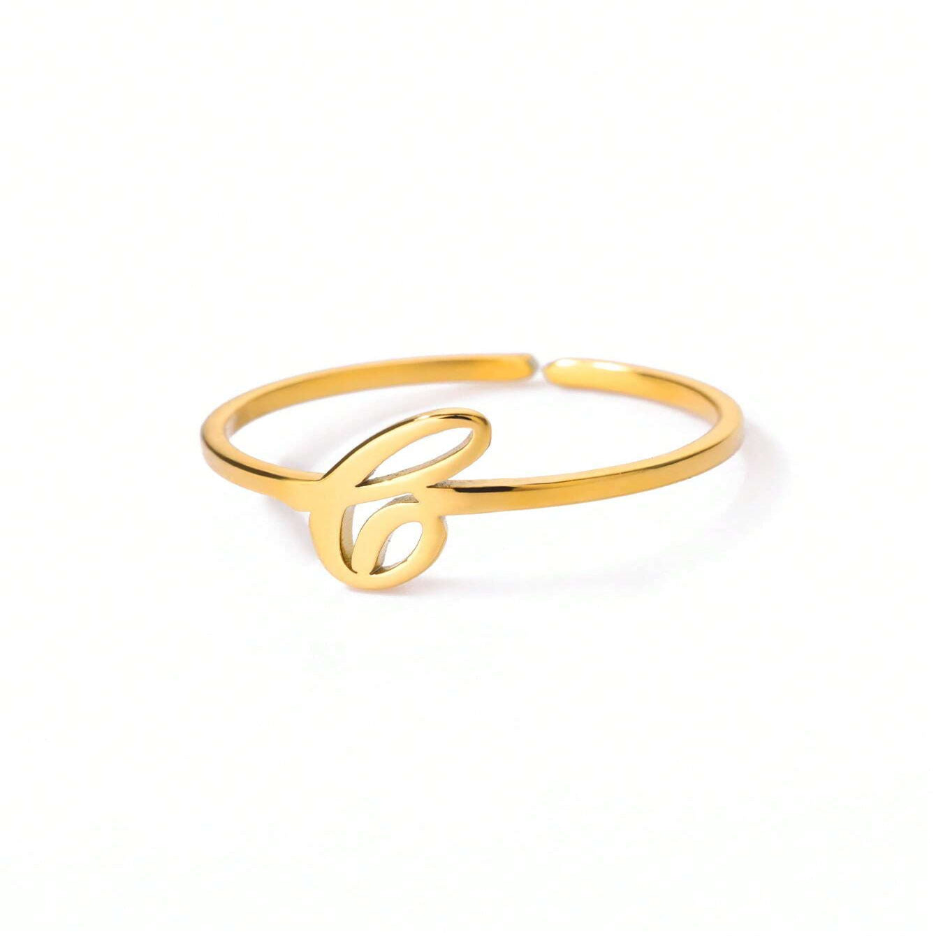 Letter Gold Adjustable Ring For Women Beauty hair & fashionfj