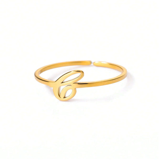 Letter Gold Adjustable Ring For Women Beauty hair & fashionfj