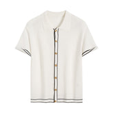 Simple Cardigan Contrast Color Lapels Old Money Style All-match Beauty hair & fashionfj