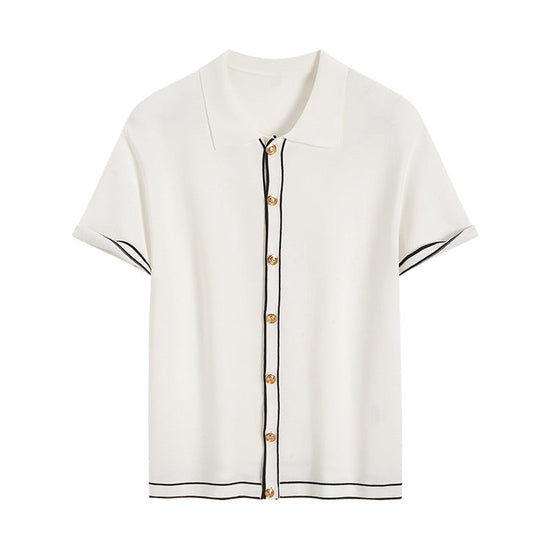 Simple Cardigan Contrast Color Lapels Old Money Style All-match Beauty hair & fashionfj