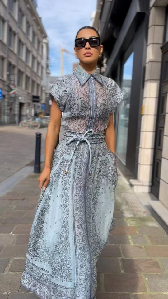 Women's Catwalk Printed Two-piece Suit Beauty hair & fashionfj