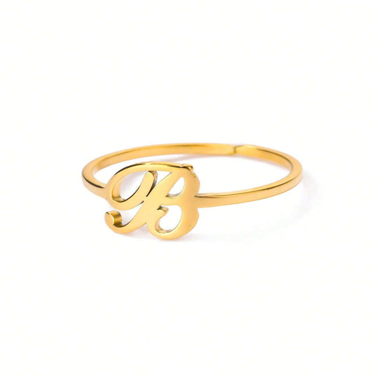 Letter Gold Adjustable Ring For Women Beauty hair & fashionfj