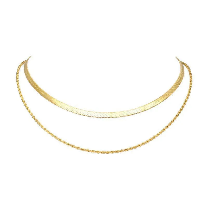Blade Chain Chain Like Flat Snake Hemp Flowers Chain Double-layer Necklace Fashion Beauty hair & fashionfj