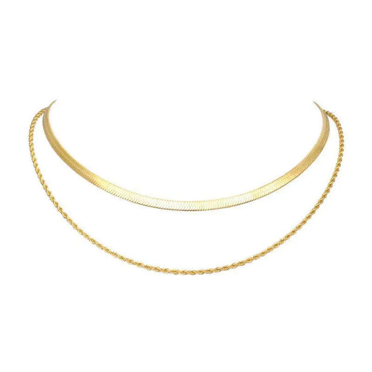 Blade Chain Chain Like Flat Snake Hemp Flowers Chain Double-layer Necklace Fashion Beauty hair & fashionfj