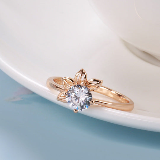 Fashionable Rose Gold Petal Ring For Women Beauty hair & fashionfj