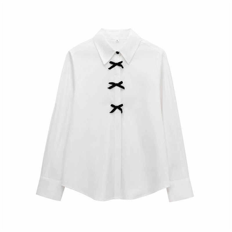 Fashion Women Bowknot Decoration Loose Casual Shirt Beauty hair & fashionfj