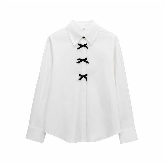 Fashion Women Bowknot Decoration Loose Casual Shirt Beauty hair & fashionfj