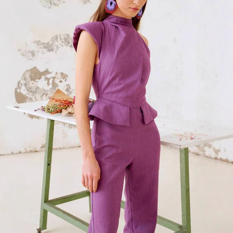 Fashionable Asymmetric Design Jumpsuit Slim Fit Slimming Beauty hair & fashionfj