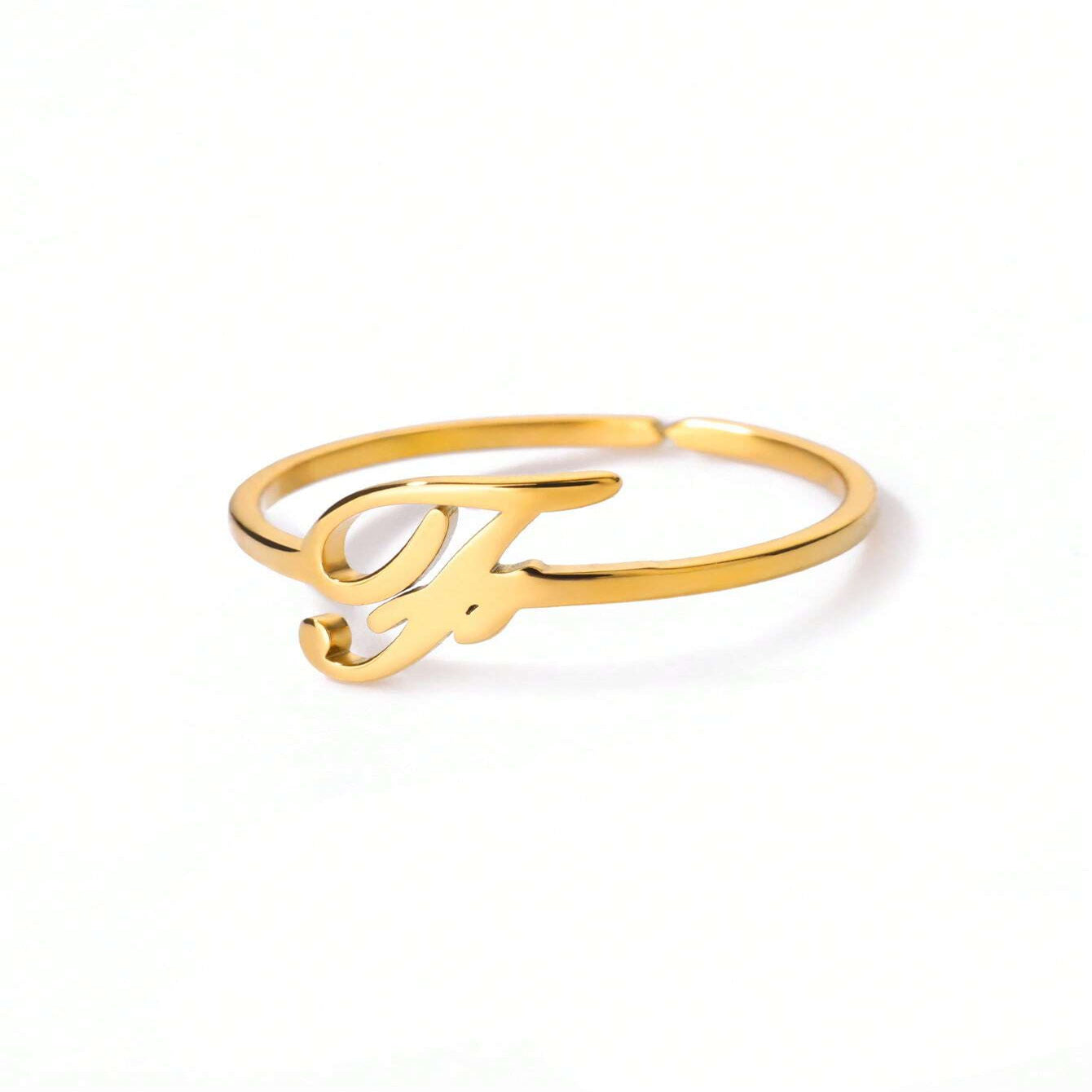Letter Gold Adjustable Ring For Women Beauty hair & fashionfj