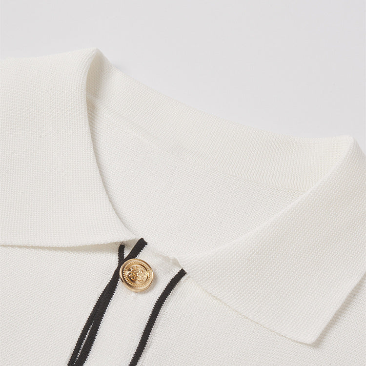 Simple Cardigan Contrast Color Lapels Old Money Style All-match Beauty hair & fashionfj