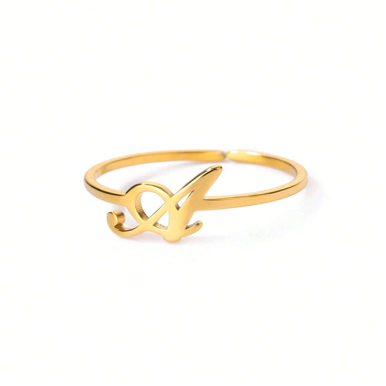 Letter Gold Adjustable Ring For Women Beauty hair & fashionfj
