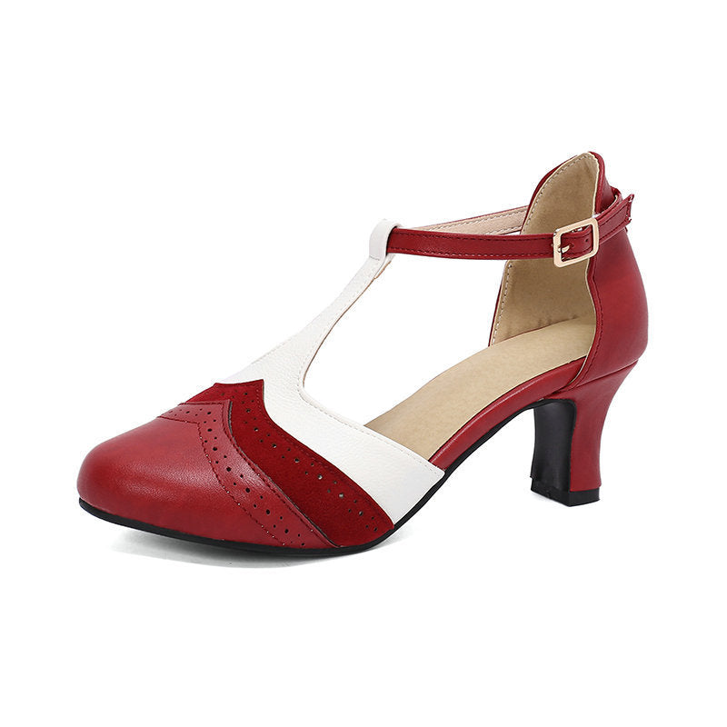 Women's Retro Closed Toe British Style Chunky Heel Sandals Beauty hair & fashionfj