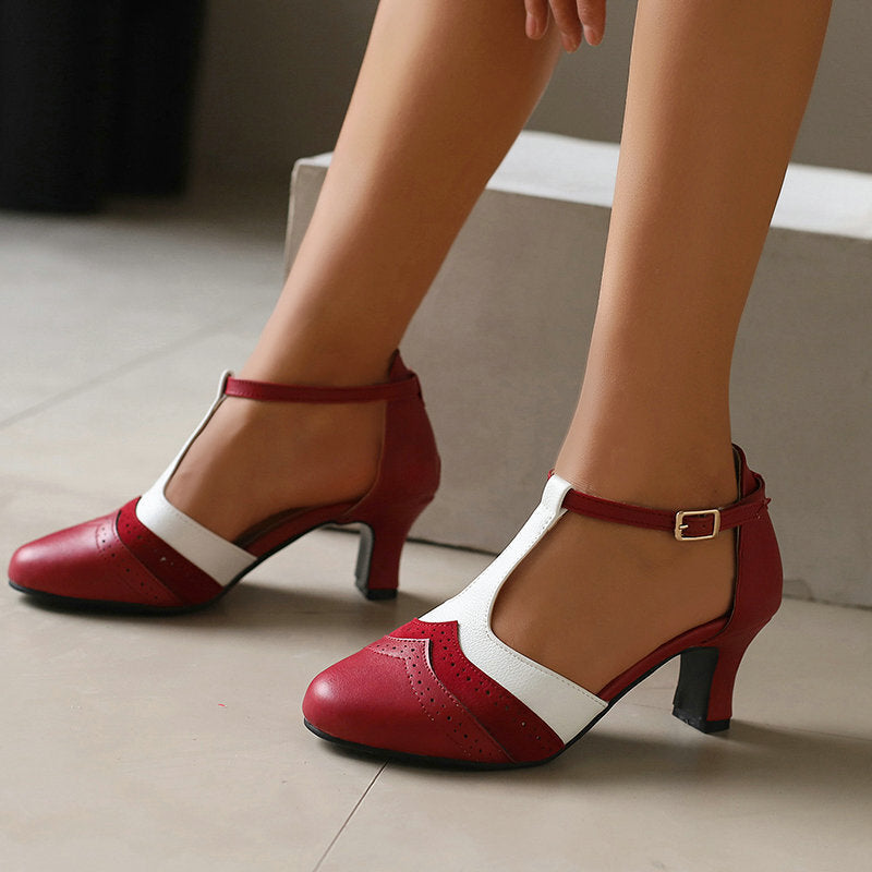 Women's Retro Closed Toe British Style Chunky Heel Sandals Beauty hair & fashionfj