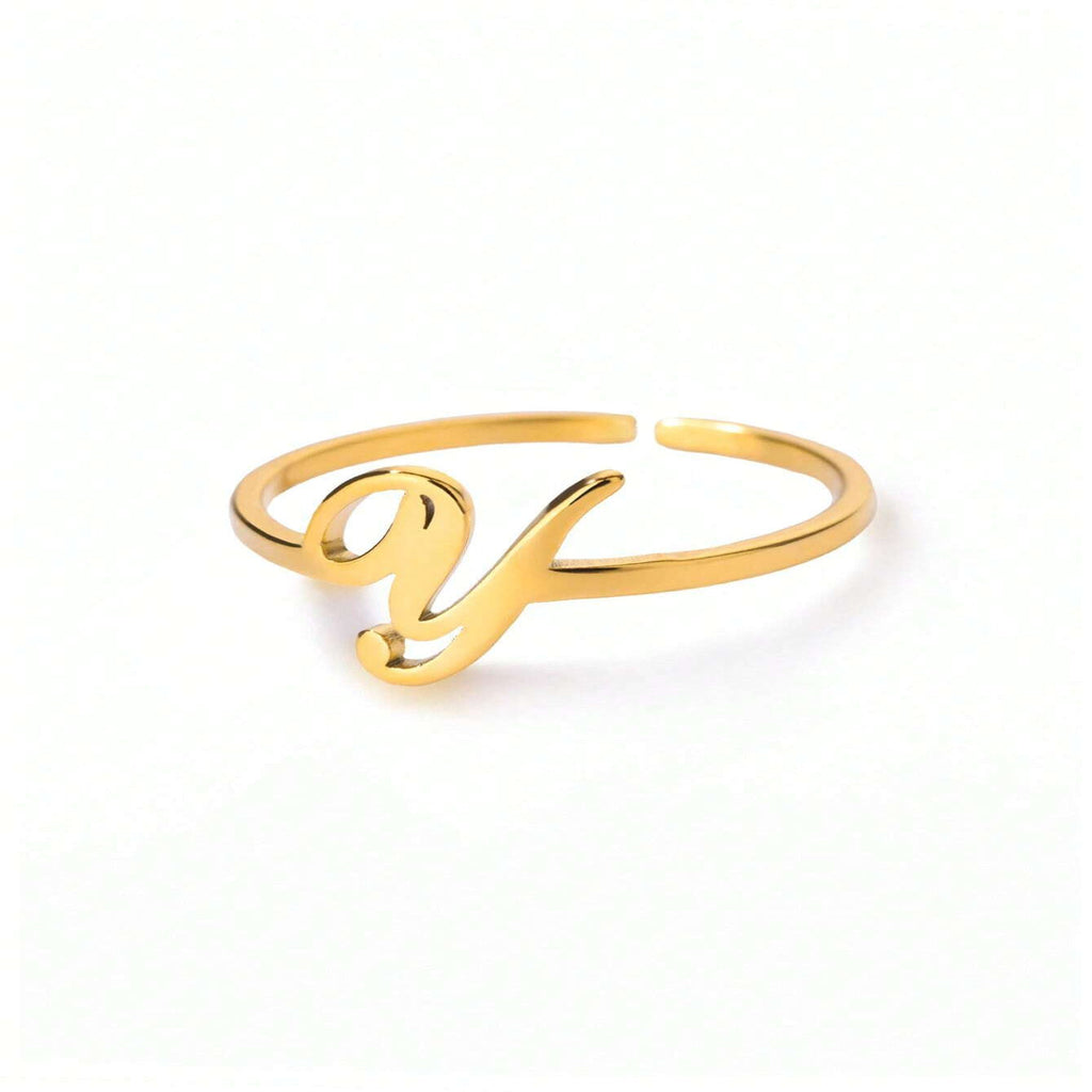 Letter Gold Adjustable Ring For Women Beauty hair & fashionfj