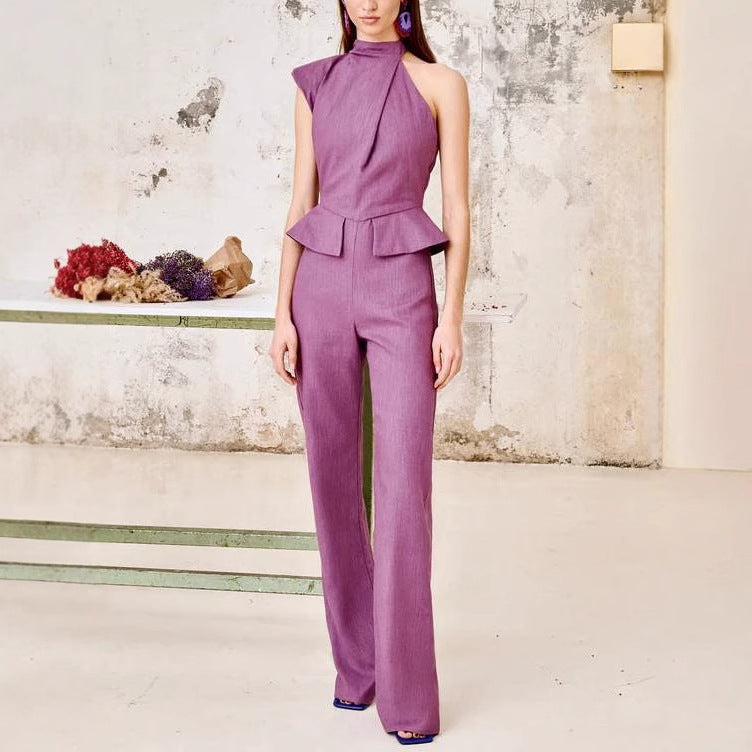 Fashionable Asymmetric Design Jumpsuit Slim Fit Slimming Beauty hair & fashionfj