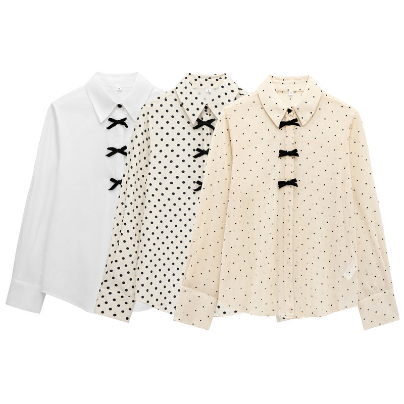 Fashion Women Bowknot Decoration Loose Casual Shirt Beauty hair & fashionfj