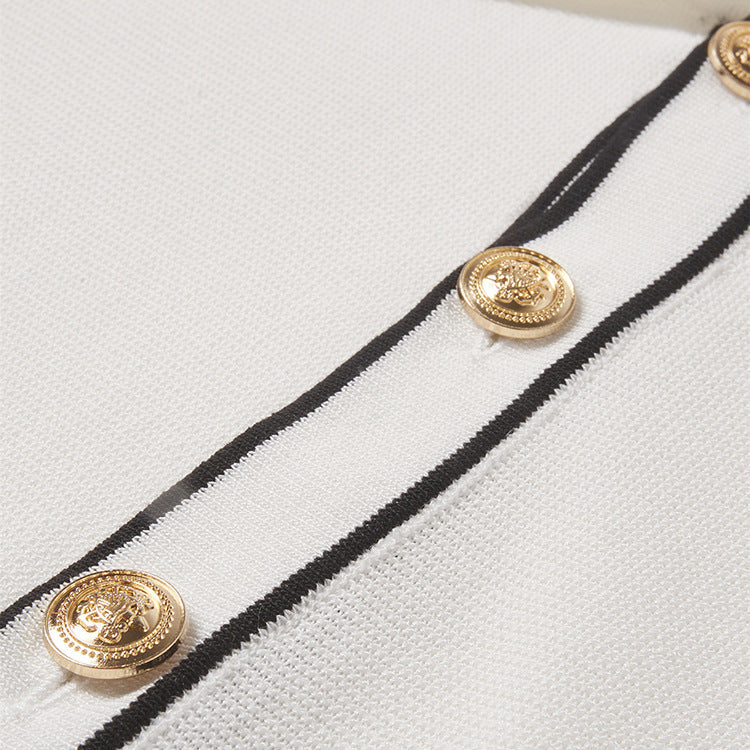 Simple Cardigan Contrast Color Lapels Old Money Style All-match Beauty hair & fashionfj