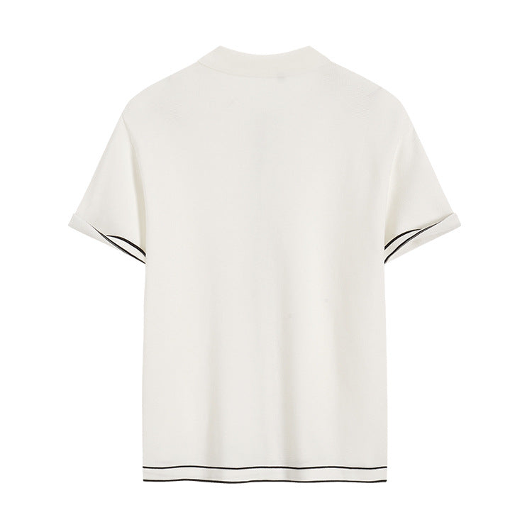 Simple Cardigan Contrast Color Lapels Old Money Style All-match Beauty hair & fashionfj