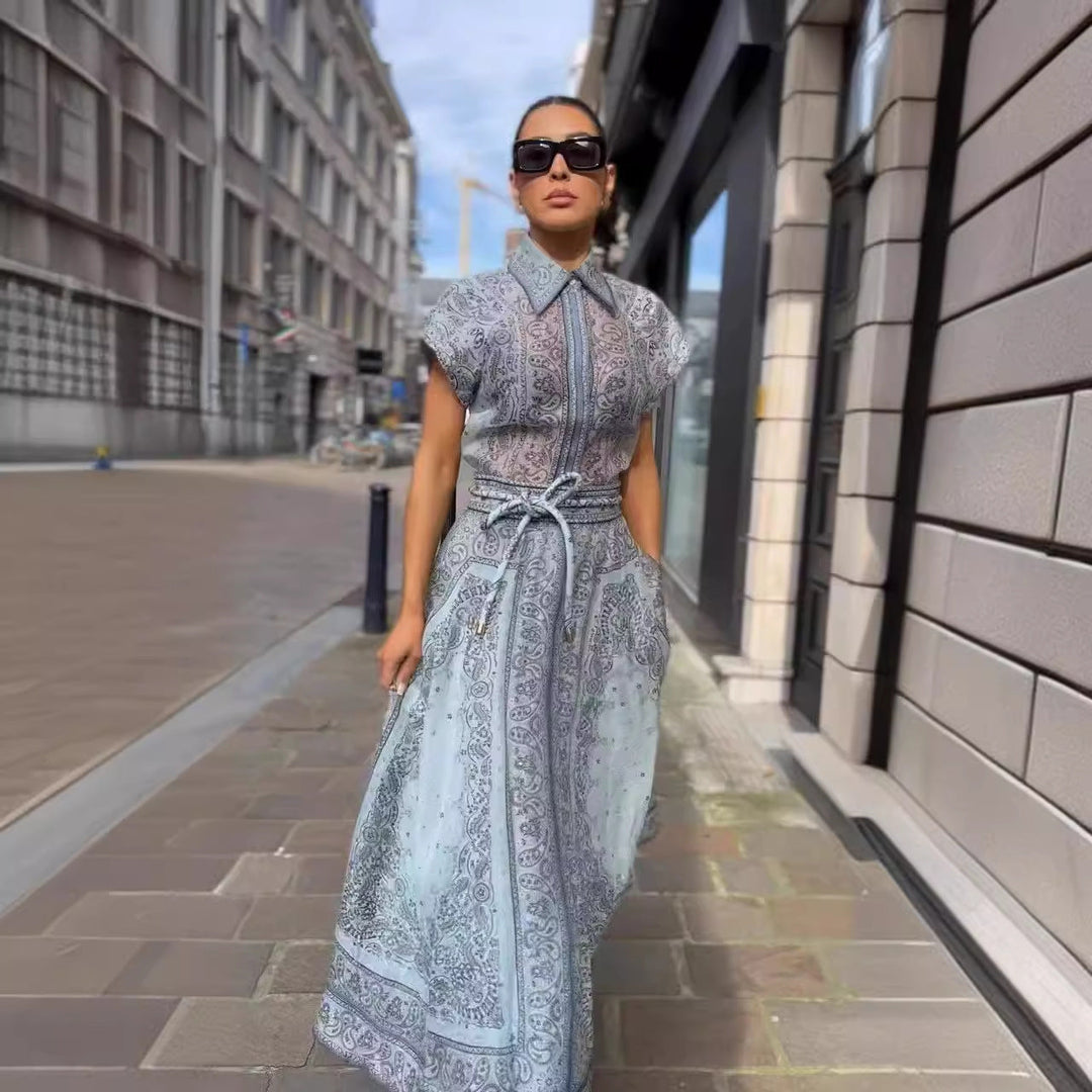 Women's Catwalk Printed Two-piece Suit Beauty hair & fashionfj