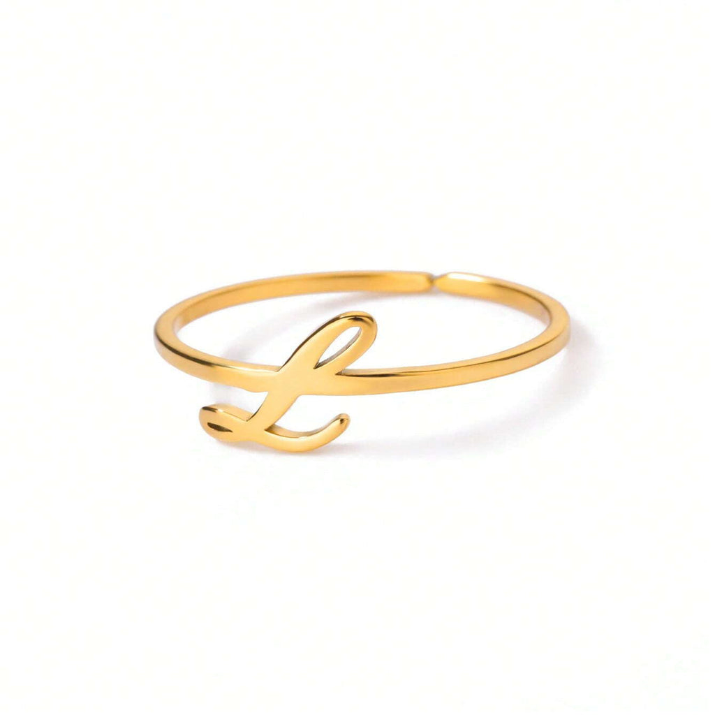Letter Gold Adjustable Ring For Women Beauty hair & fashionfj