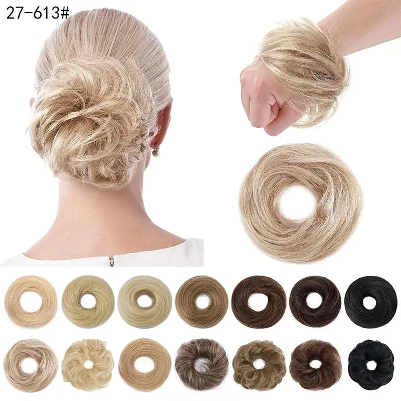 Short Ponytail Bun Hair Extensions Tousled Updo Bun Hairpieces With Elastic Rubber Band Hair Accessories Beauty hair & fashionfj