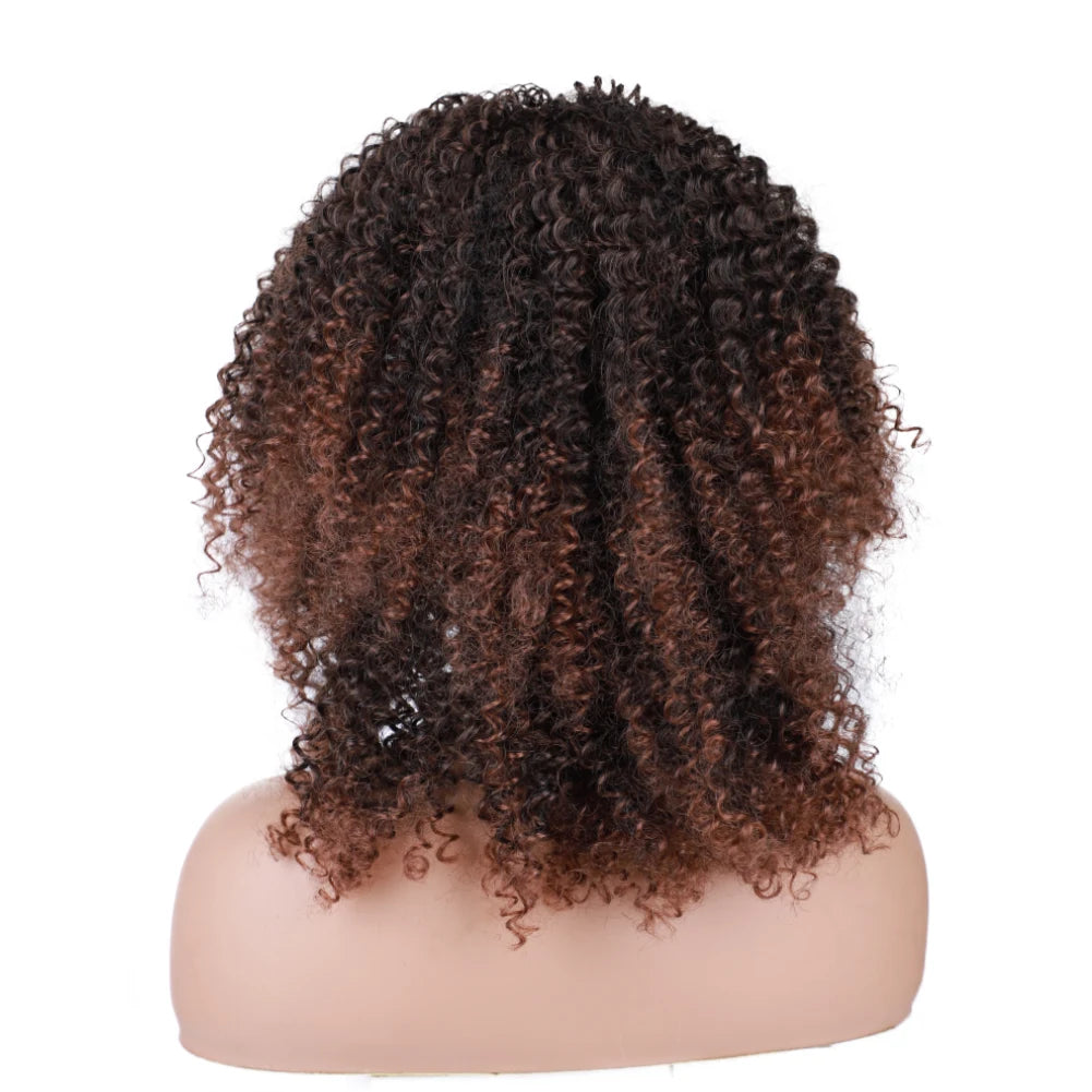 Blice Afro Kinky Curly Wigs With Bangs Short Hair Wig For Black Women Glueless Synthetic Cosplay Wig 18 Inch