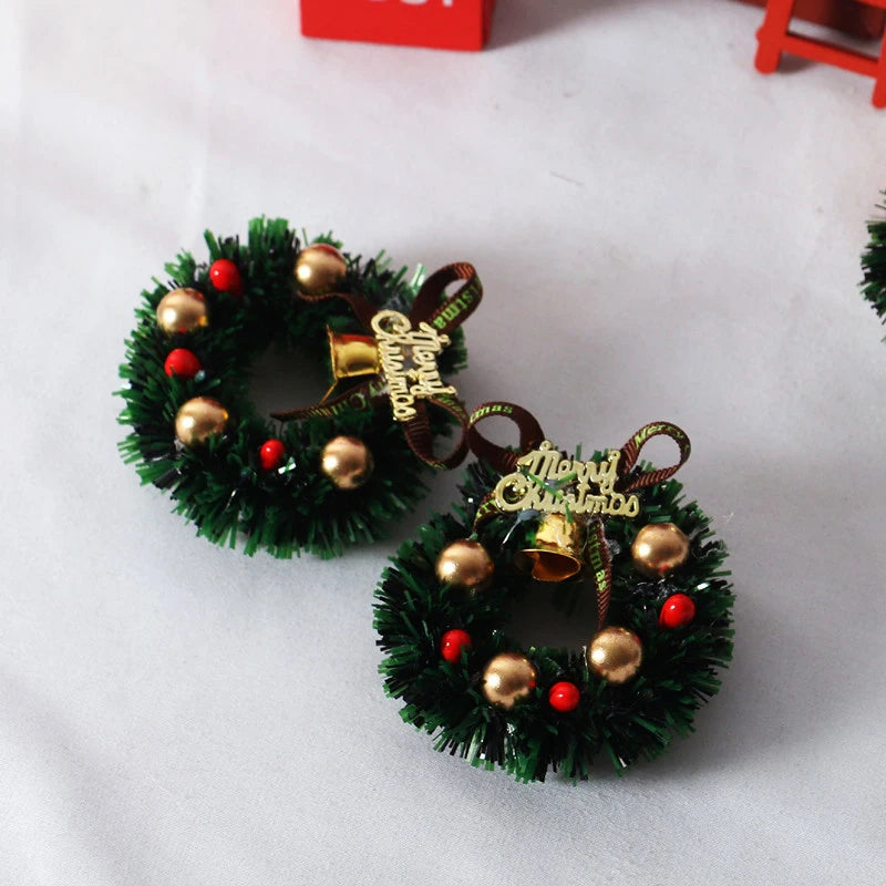1pc 6cm Miniature Wreath Doll House Christmas Tree Wall Baking Decoration Dollhouse Access Children Toy Gift Kid Navidad 2024