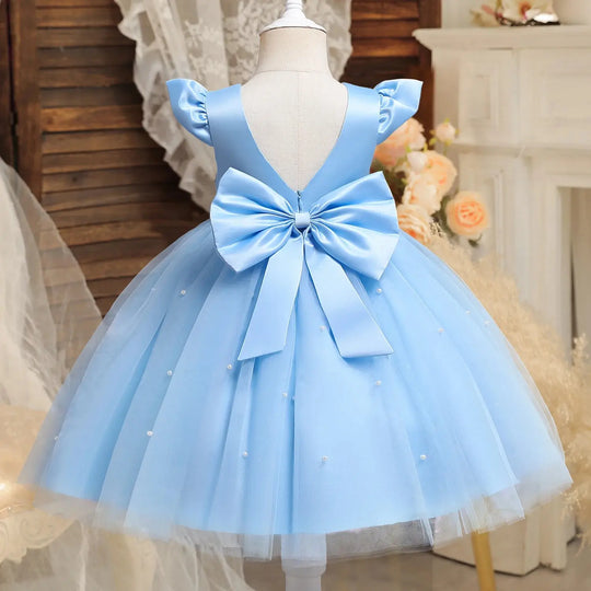 Toddler Girl Red Christmas Princess Dress Cute Baby Girl 1st Birthday Party Tutu Gown Newborn Backless Bow Beading Xmas Costume Beauty hair & fashionfj